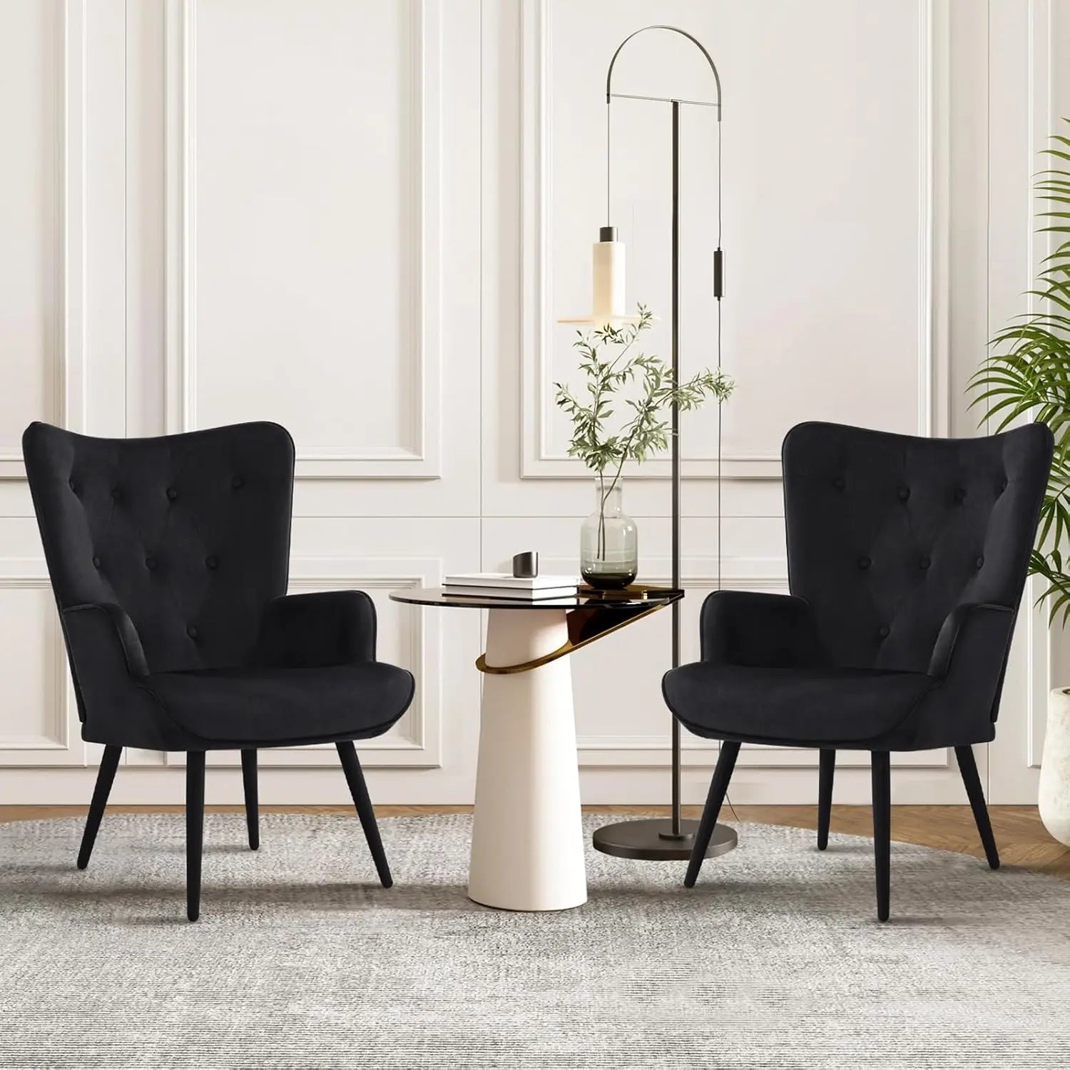 2 Black Velvet w/ High Wingback
