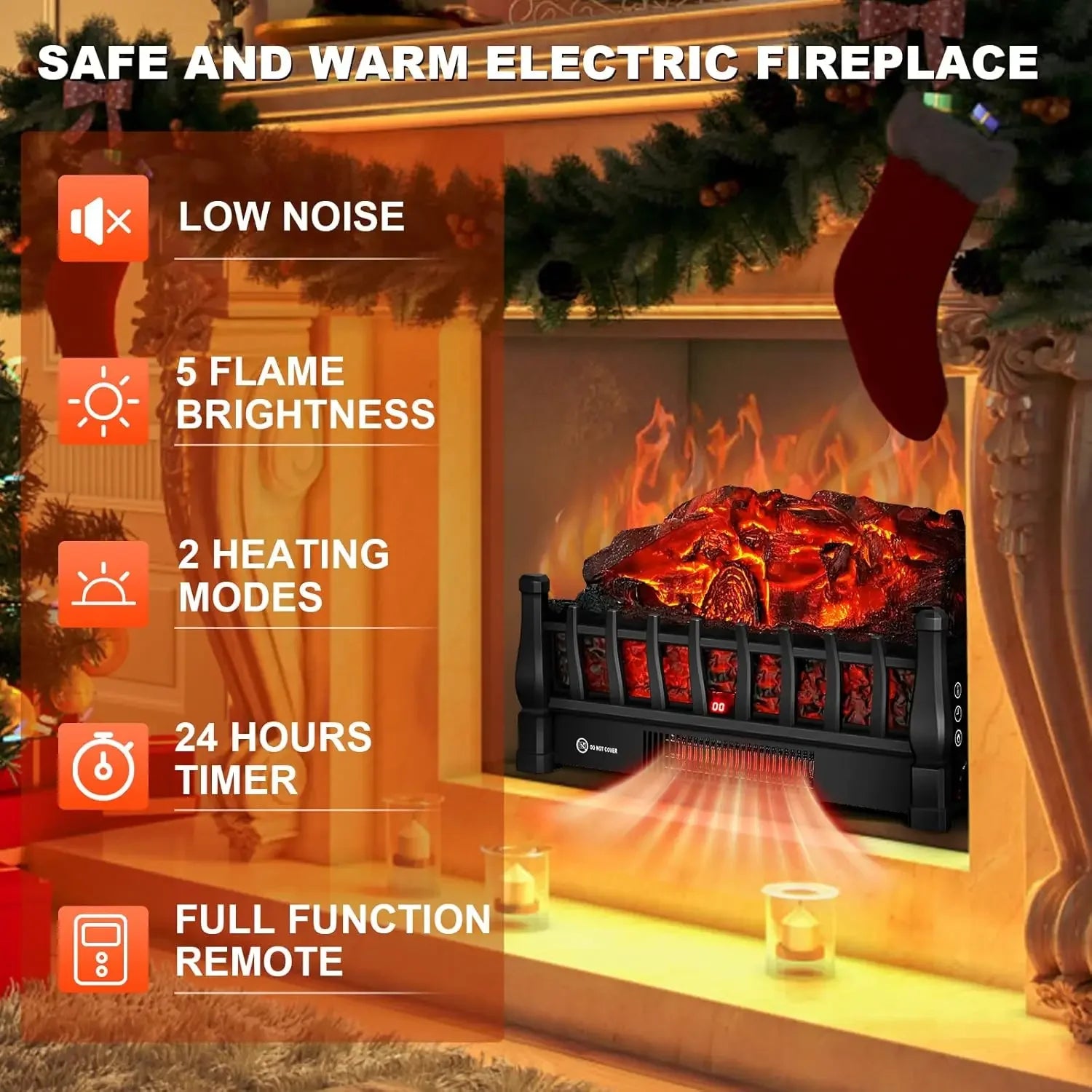 Electric Fireplace Logs Inserts Remote