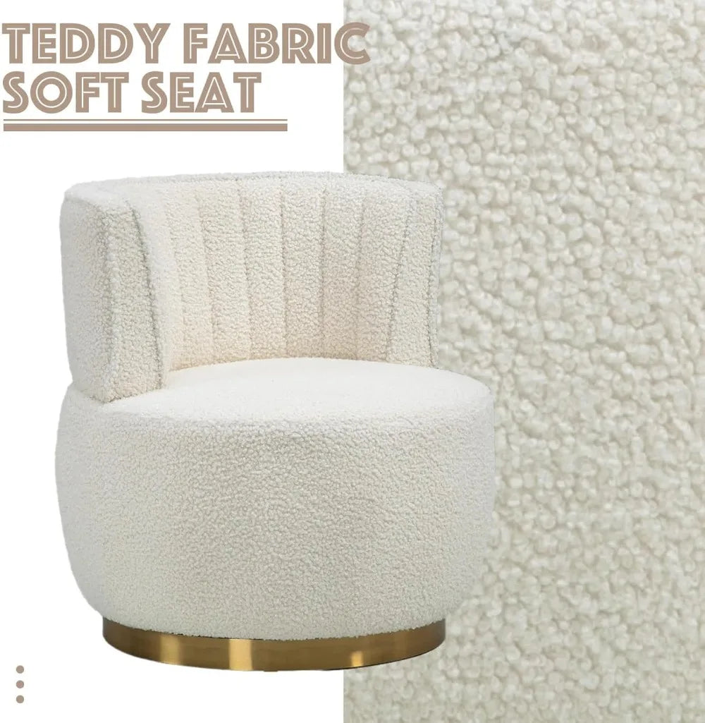 White Swivel Barrel Chair