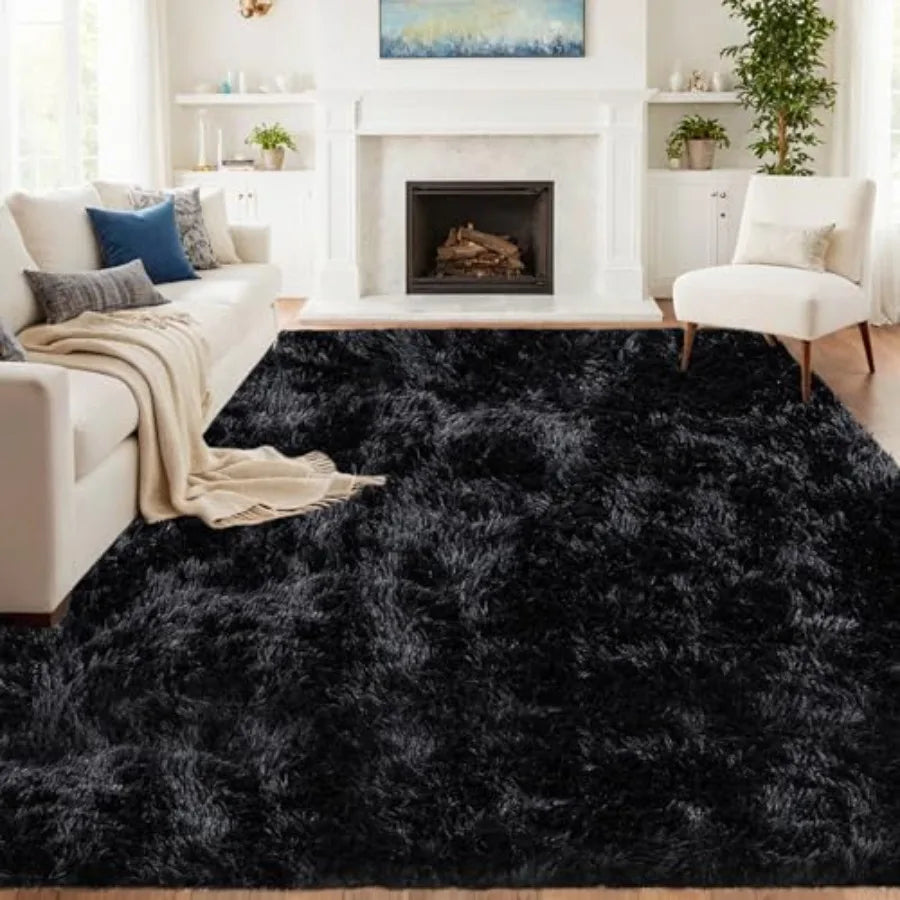 8x10 Soft Fluffy Black Shag