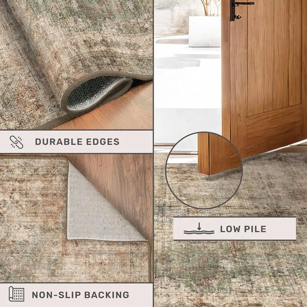 8x10 Brown/Green Washable Soft