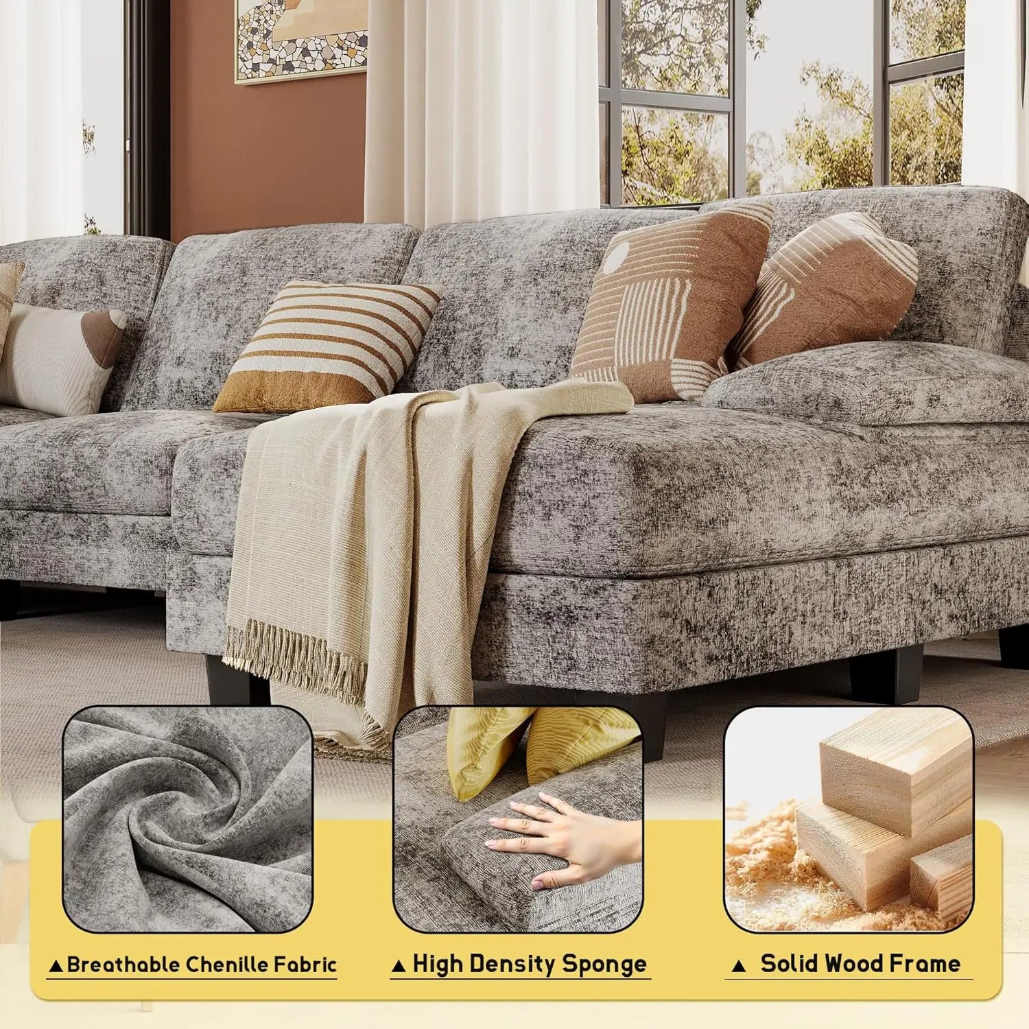 U-Shape Sectional Chenille Fabric
