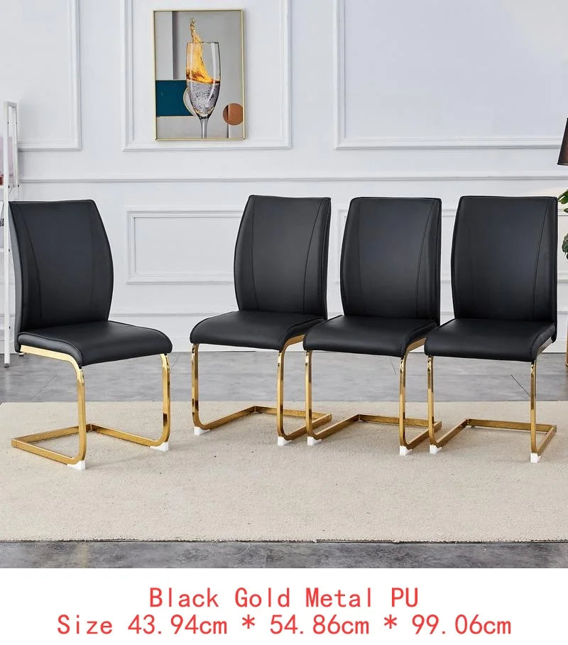 6 Black PU Leather Gold Metal Legs