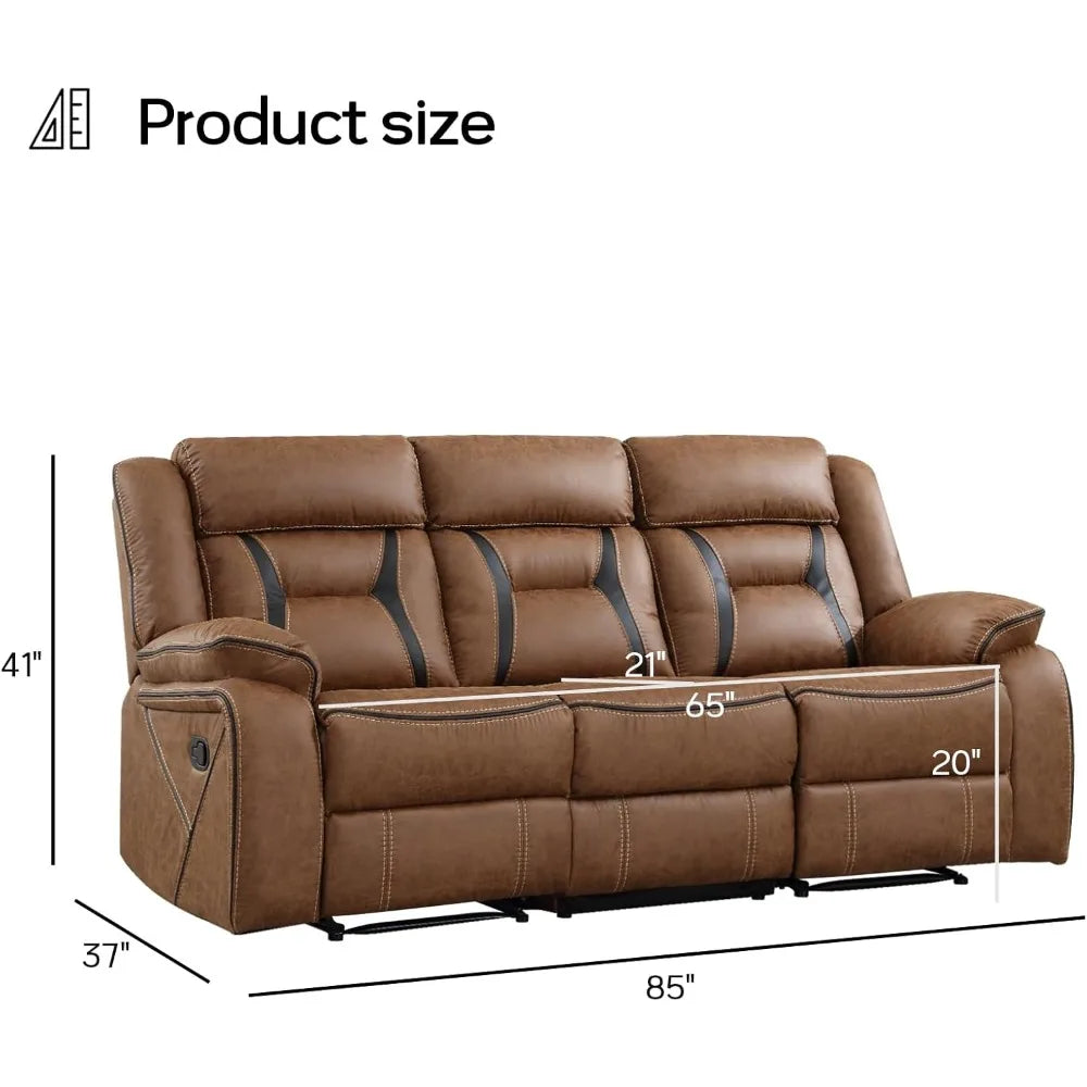 Faux Leather Manual Reclining Sofa