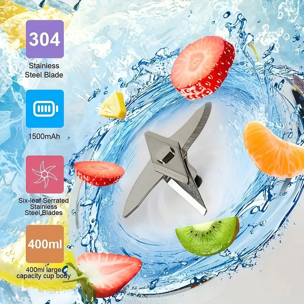 USB Rechargeable Portable Dual Cup Juicer Blender