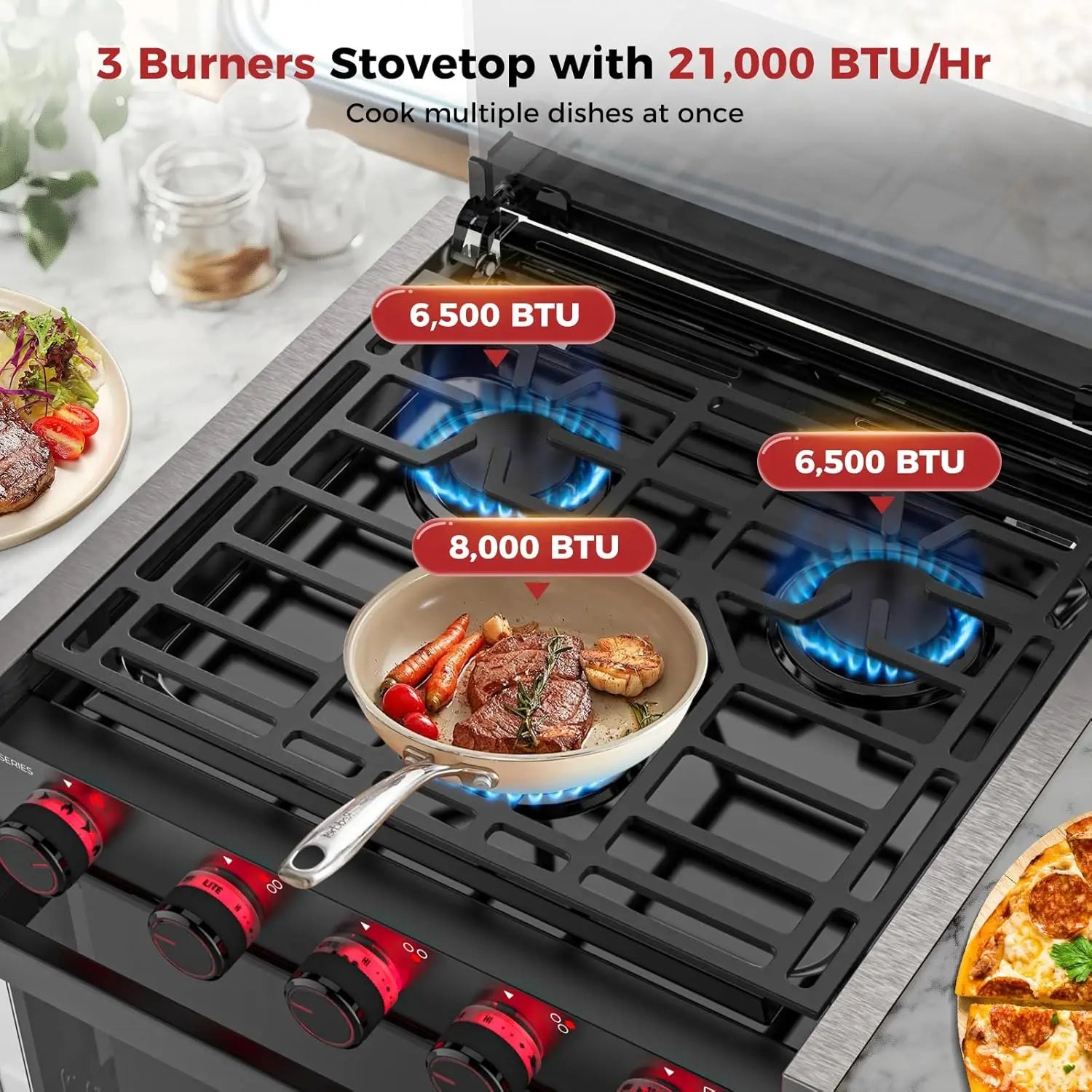 17-Inch Propane Gas Oven Black, RV Kitchen Range