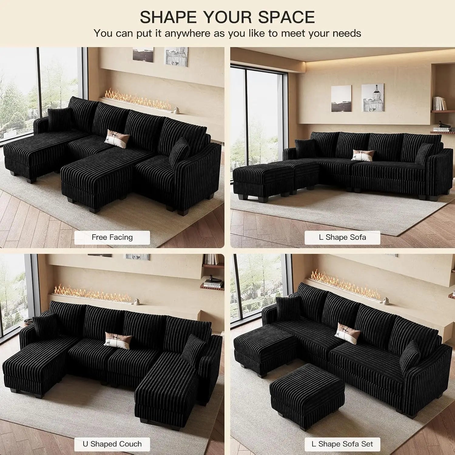 U Shaped Couch w/Reversible Chaises