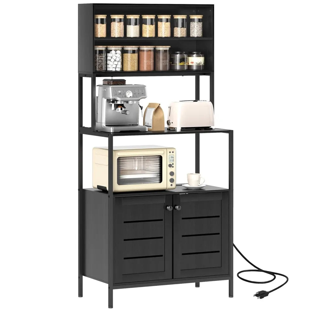 Kitchen Bakers Rack W/Power Outlet/Coffee Bar/MW Stand