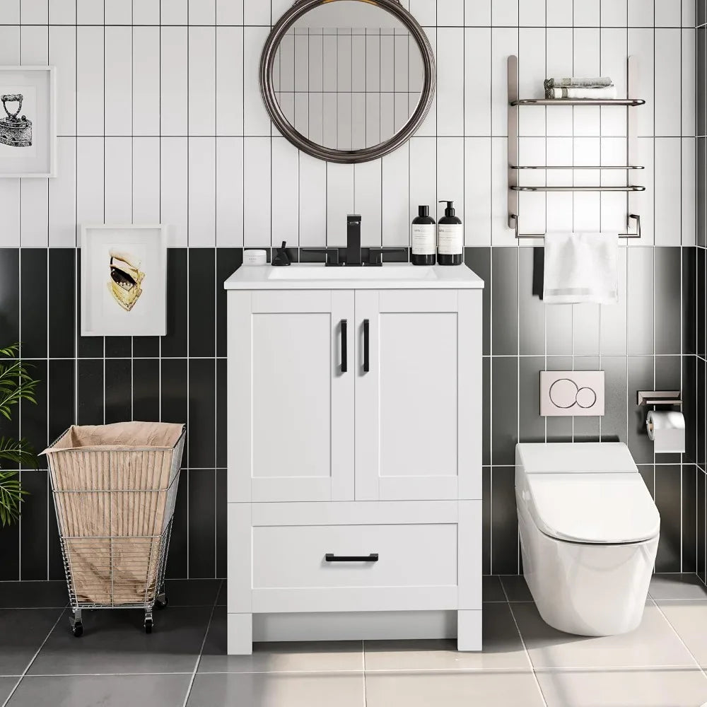 24.5" Bathroom Vanity W/Ceramic Sink