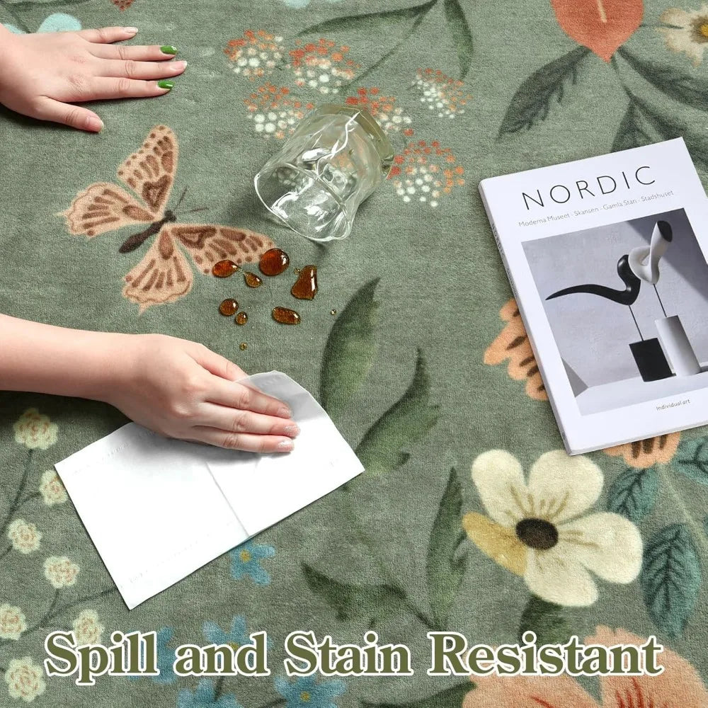 Floral Washable Rug 8x10