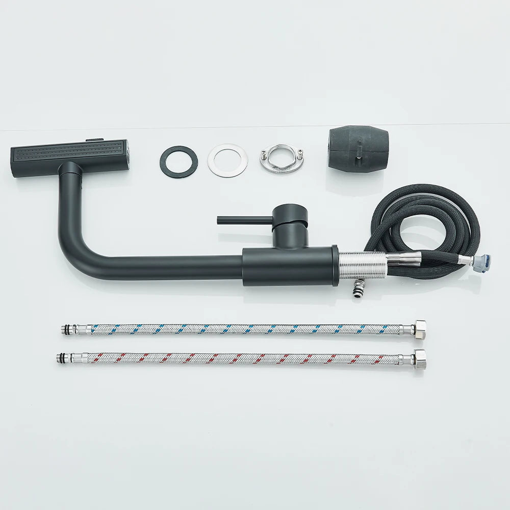 Black Pull Out Rotation Waterfall Sprayer