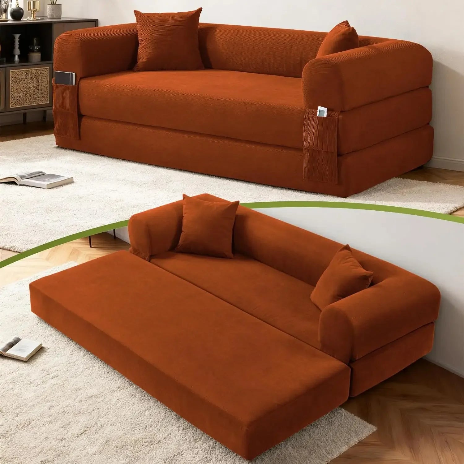 80" Corduroy Queen Sleeper Sofa