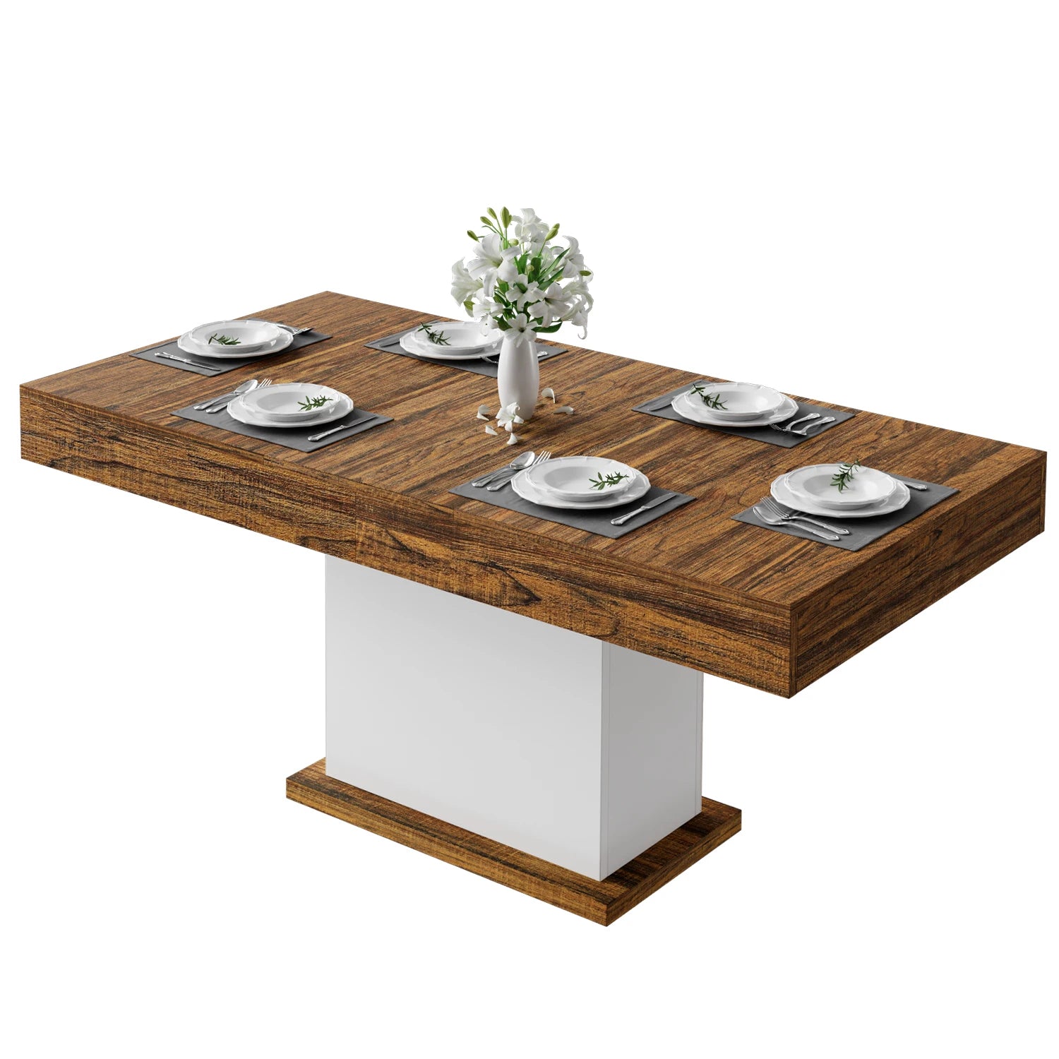 55" LED w/2 Drawers Wood Pedestal Base for 4-6