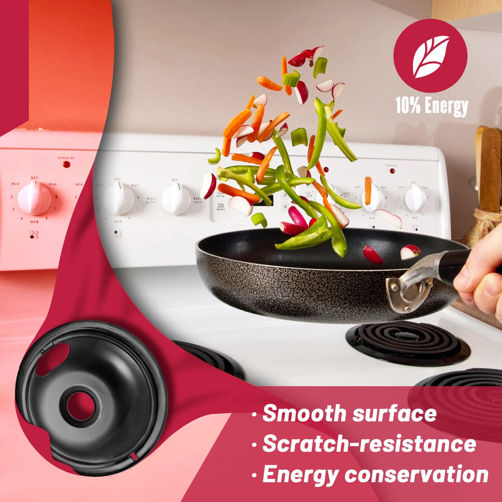 2-6" 2-8" Black Cooktop Drip Pans