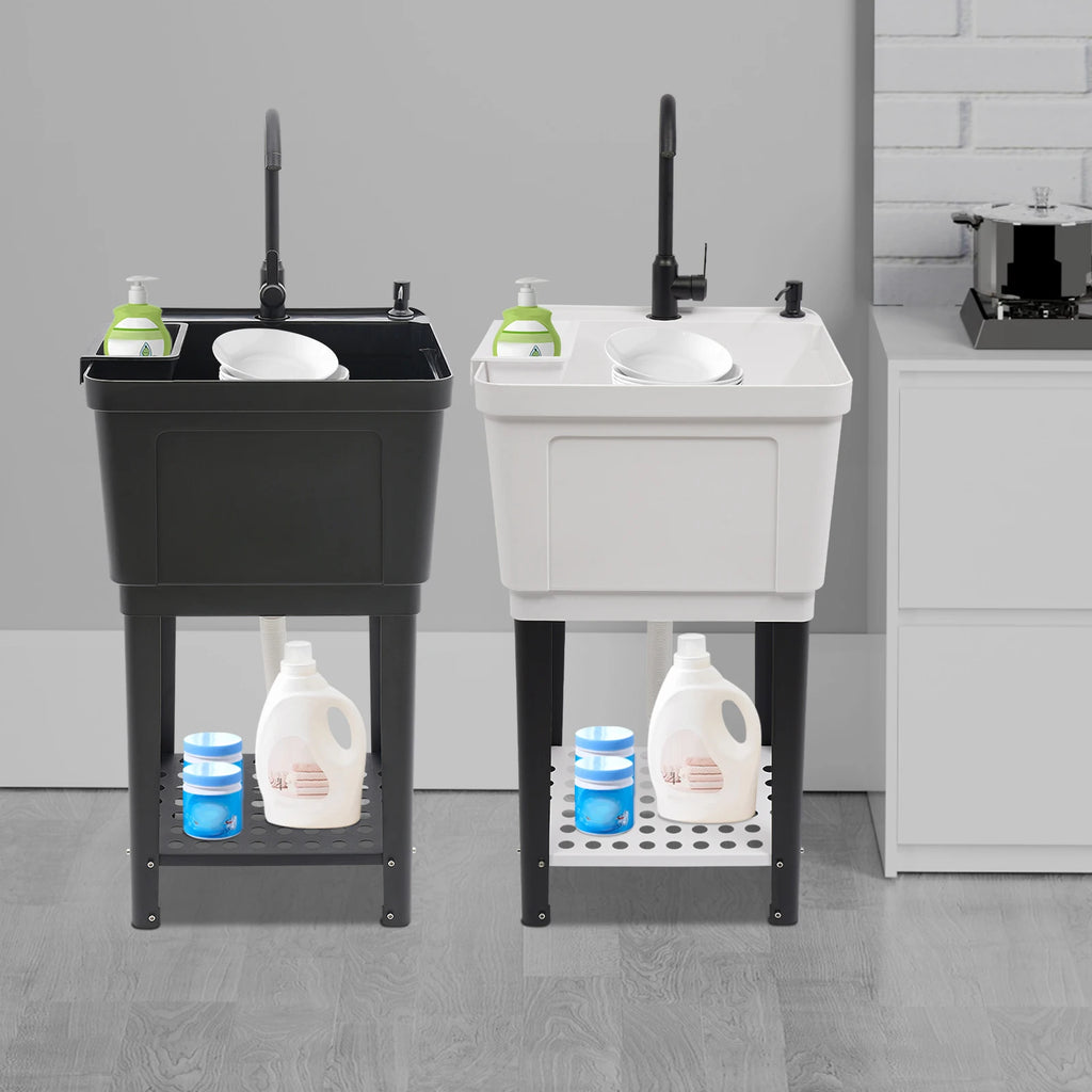 Freestanding Laundry Sink w/Soap Dispenser