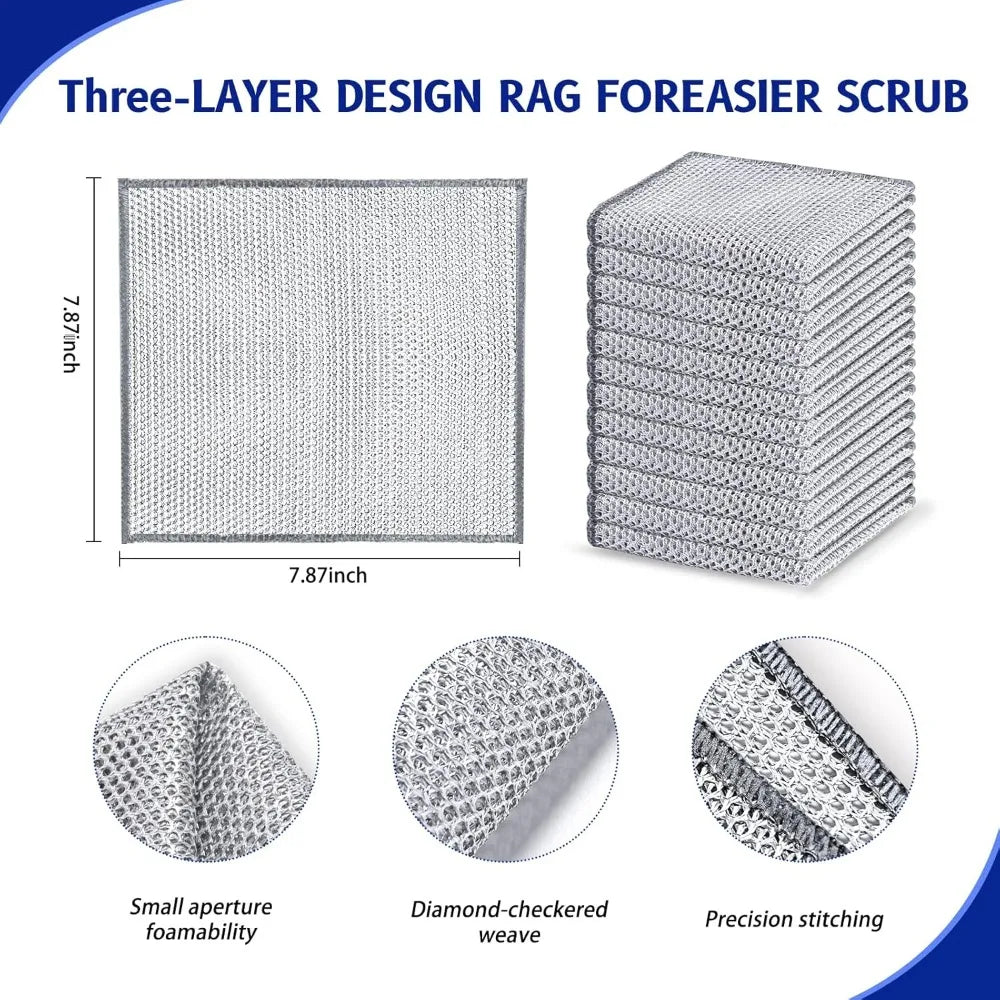12 PCS Reusable Quick-Dry Steel Wire Dishcloths