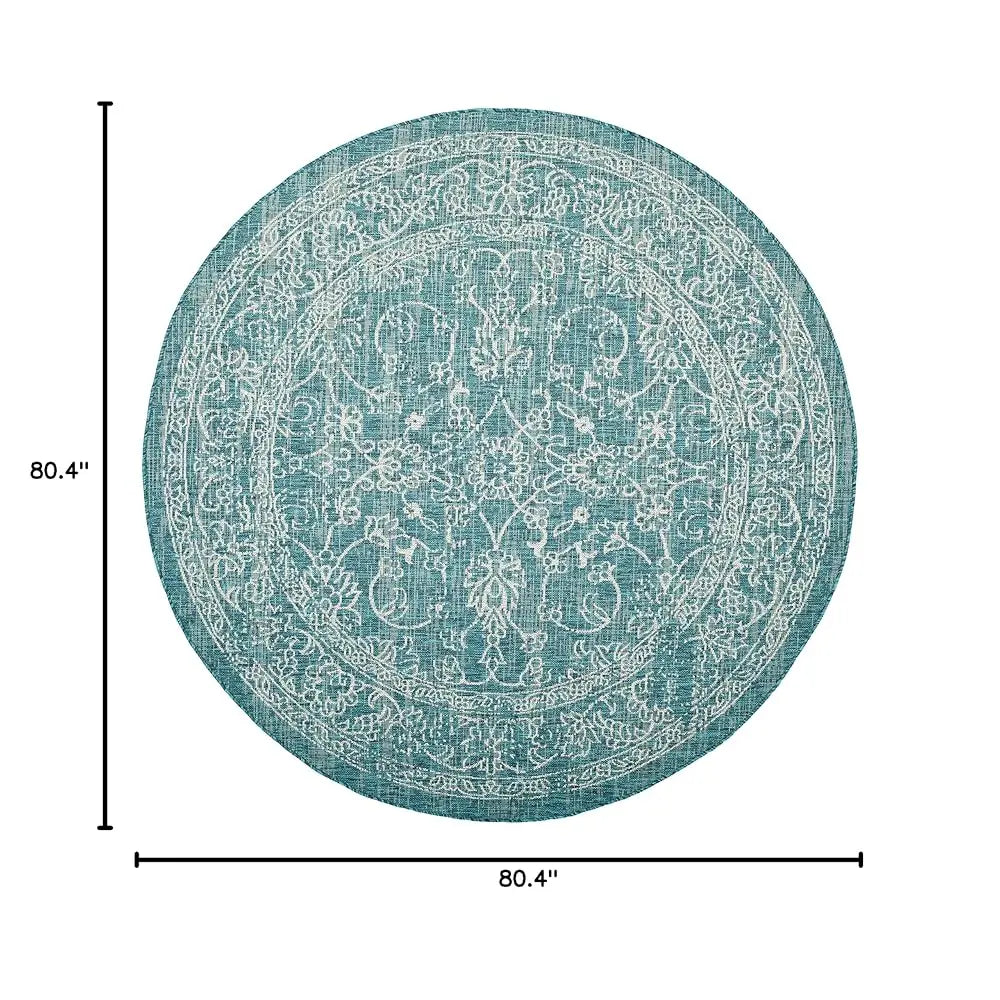 6'7" Circle Turquoise Indoor/Outdoor Washable