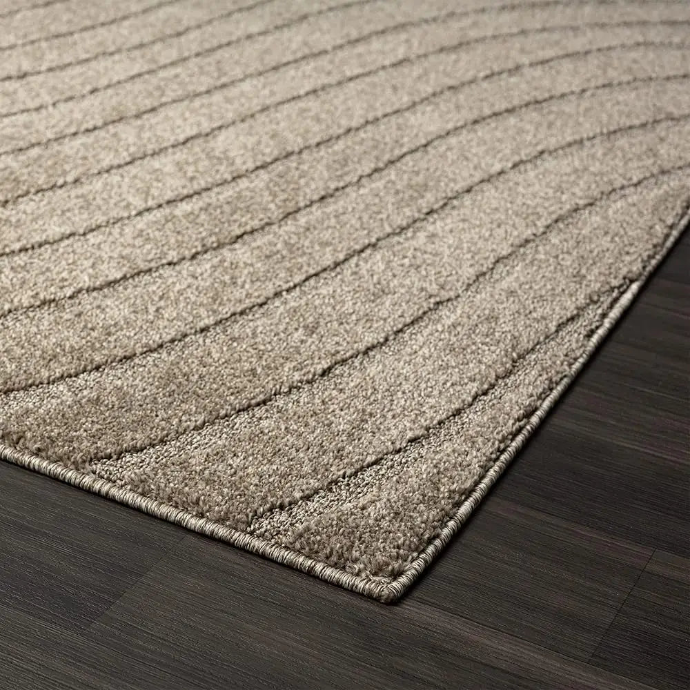 8x10 Modern Geometric Wave Taupe