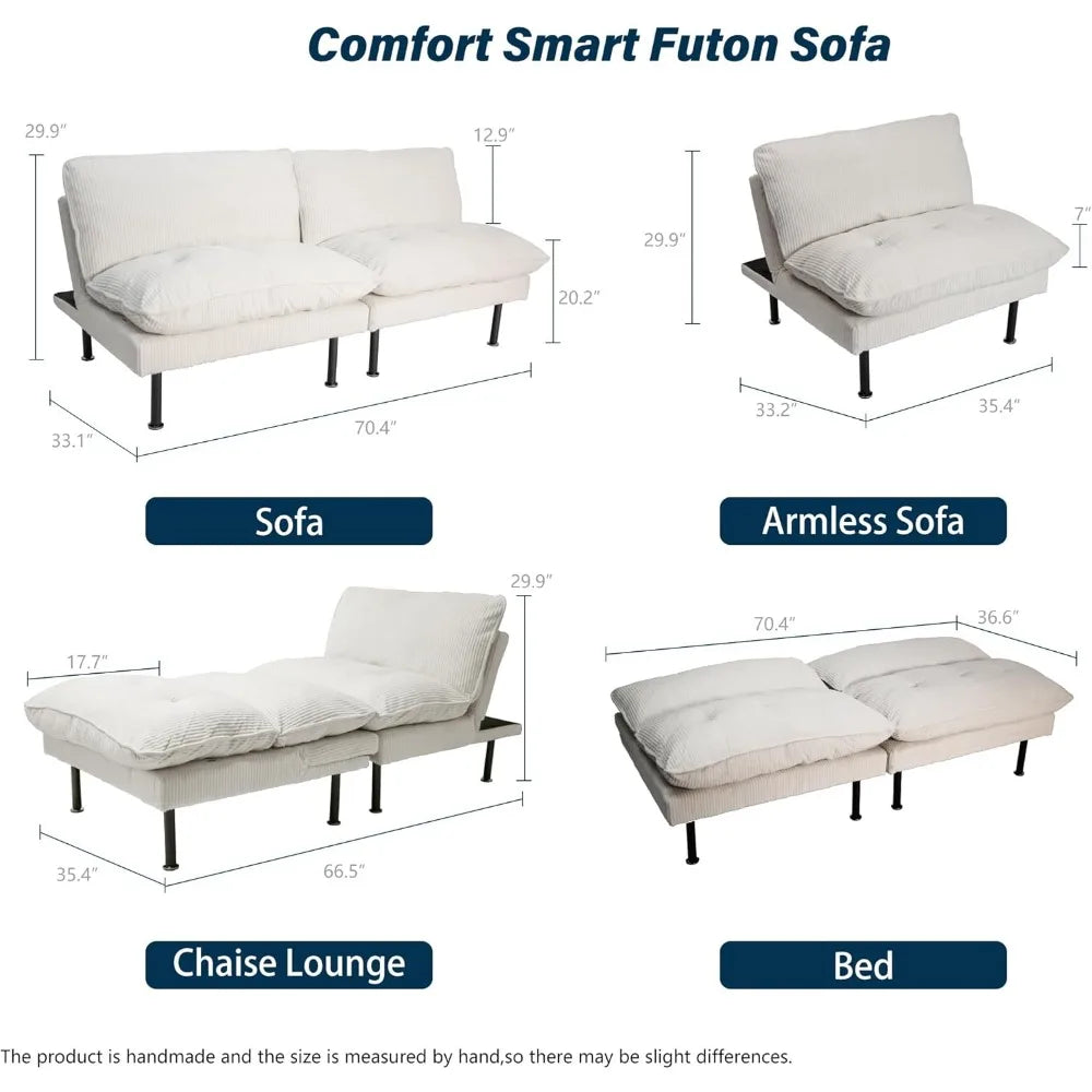 3 Sets 70" Futon Sofa Bed