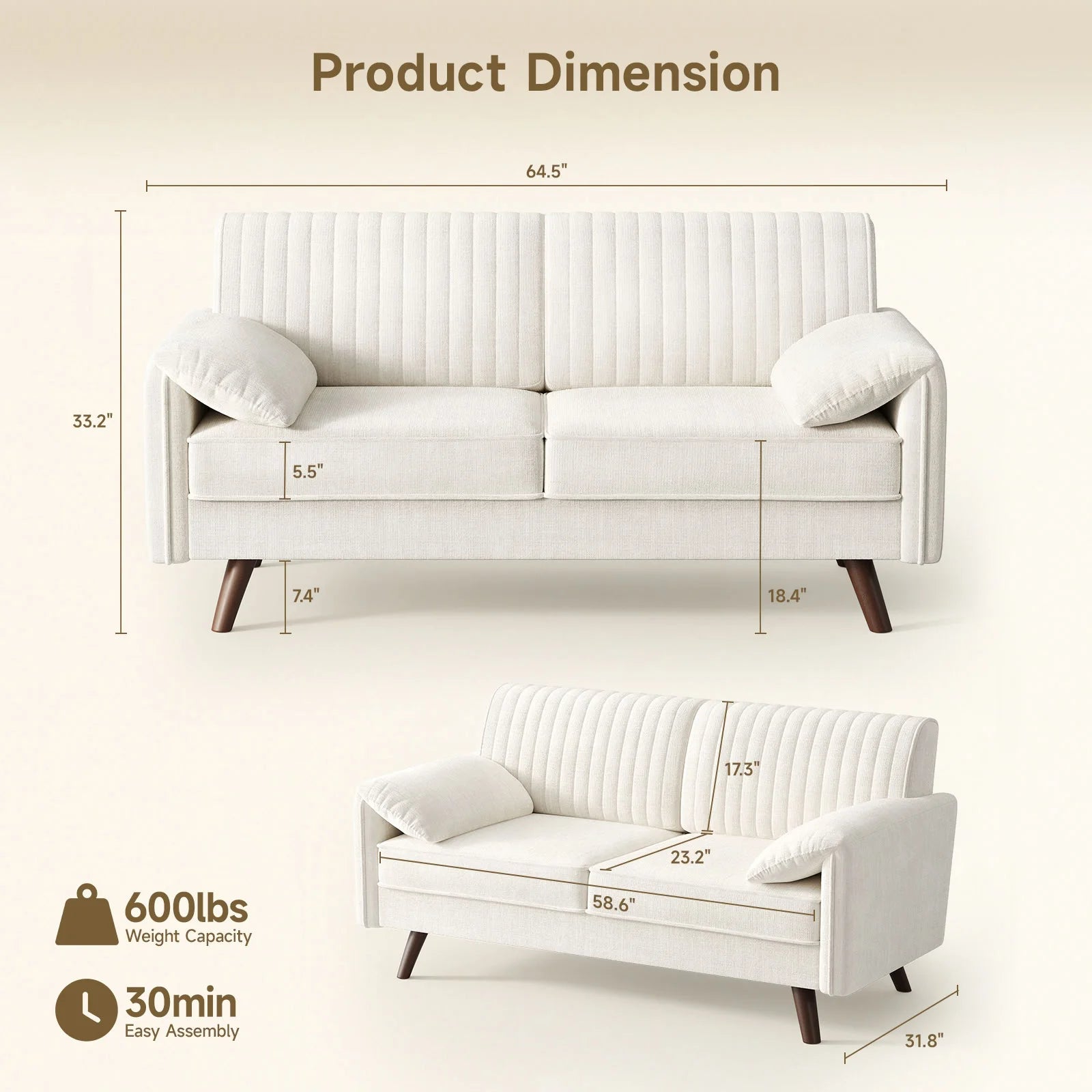 64.5" Loveseat Chenille