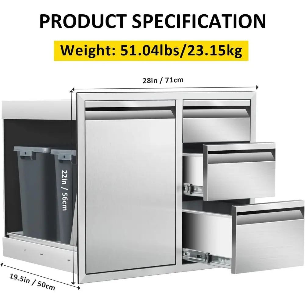 Indoor/Outdoor Cabinet Combo Trash Storage 28WX22HX19.5D"
