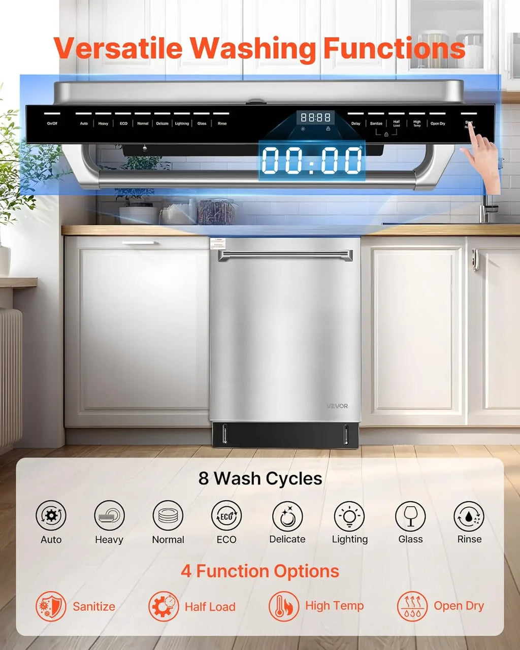 24-Inch Built-In Dishwasher, Stainless Steel Tub
