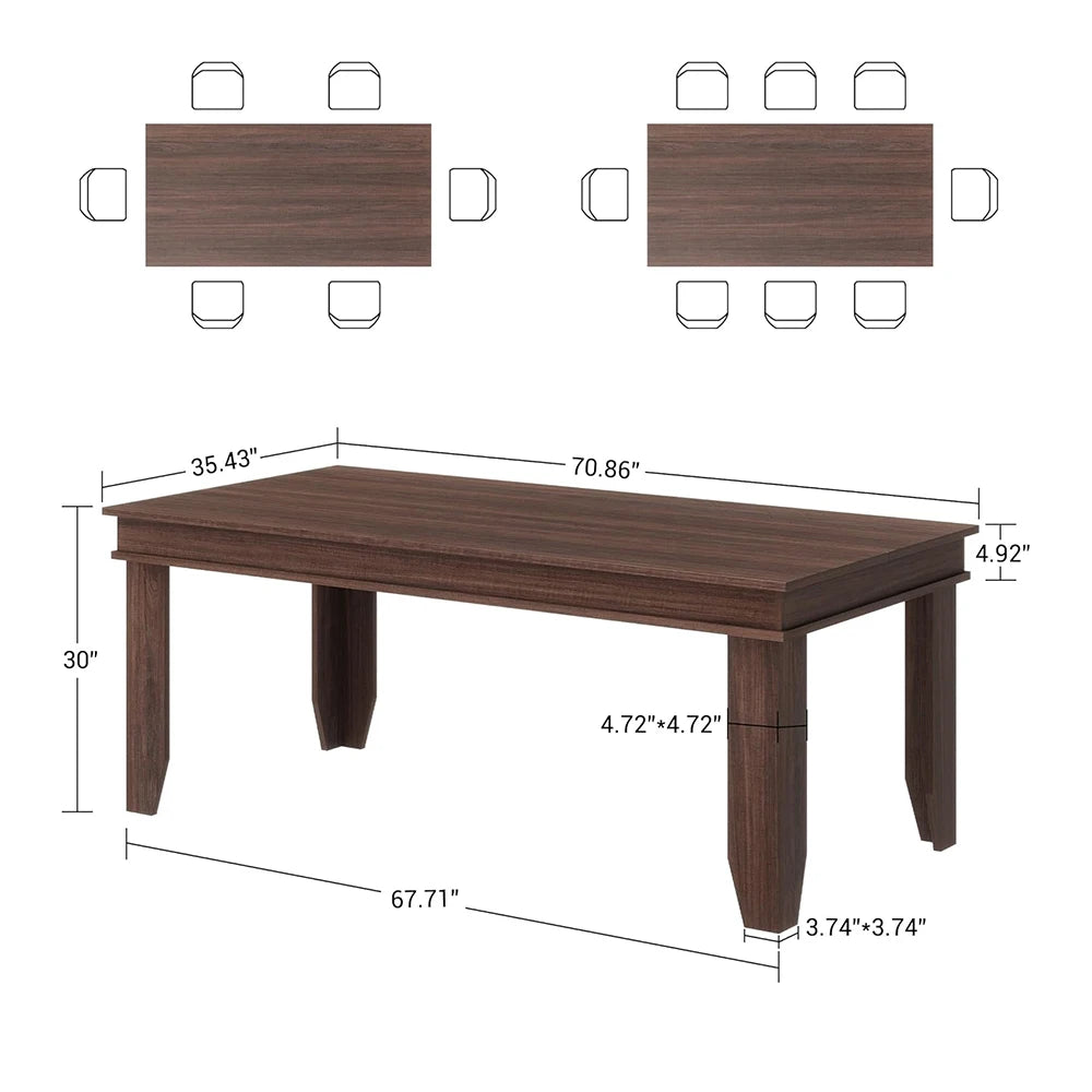 70" Farmhouse for 4-6 Wood Rectangle