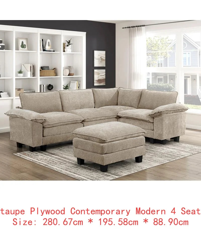 Plush Cenille Modular Sectional Sofa Set