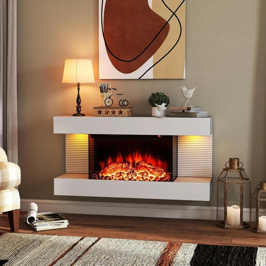 18" Fireplace w/32" Floating Mantel Remote