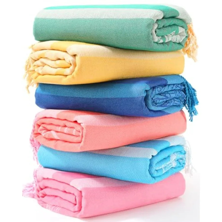 6 Oversized Stripe Turkish Beach Towel 74"x38"