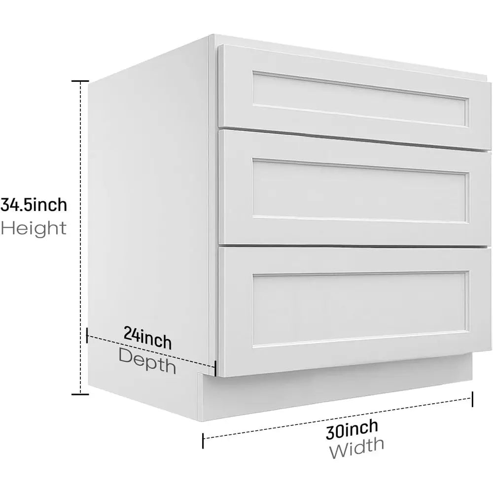 White 30" Shaker Unassembled Base Cabinet 34.5H x 24D