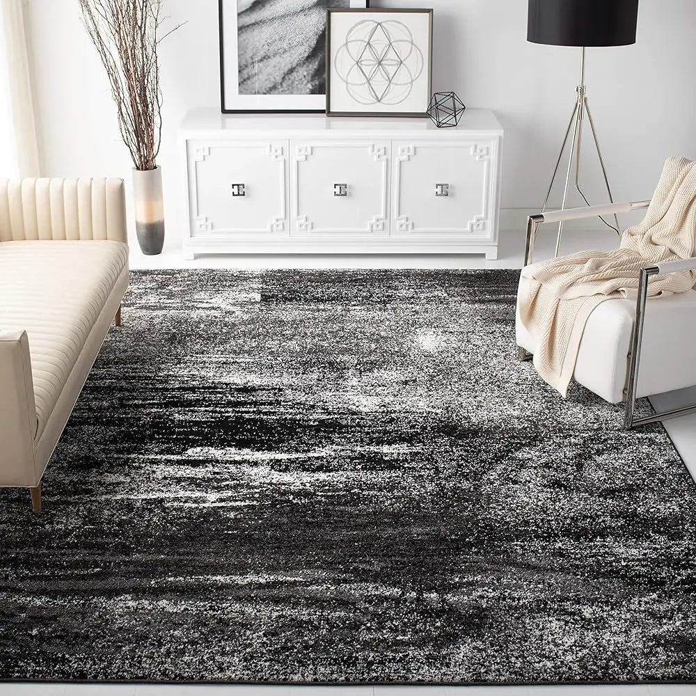 8X10 Silver/Black Modern Abstract