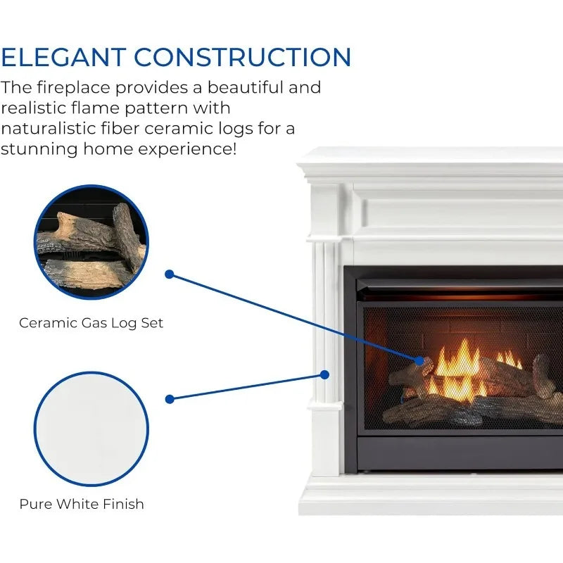 Dual Fuel Ventless Gas Fireplace Mantle