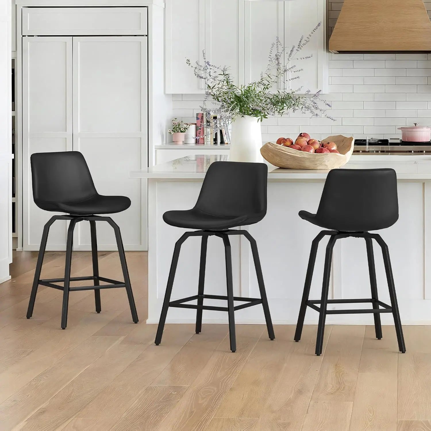 3 360° Swivel Bar Stools 26 Inch Counter Height