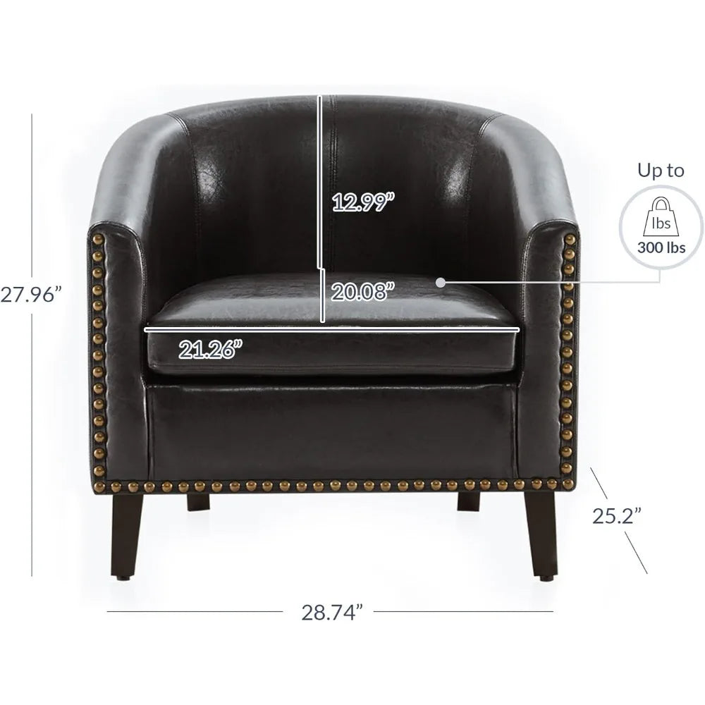 Accent Barrel Chair Faux Leather
