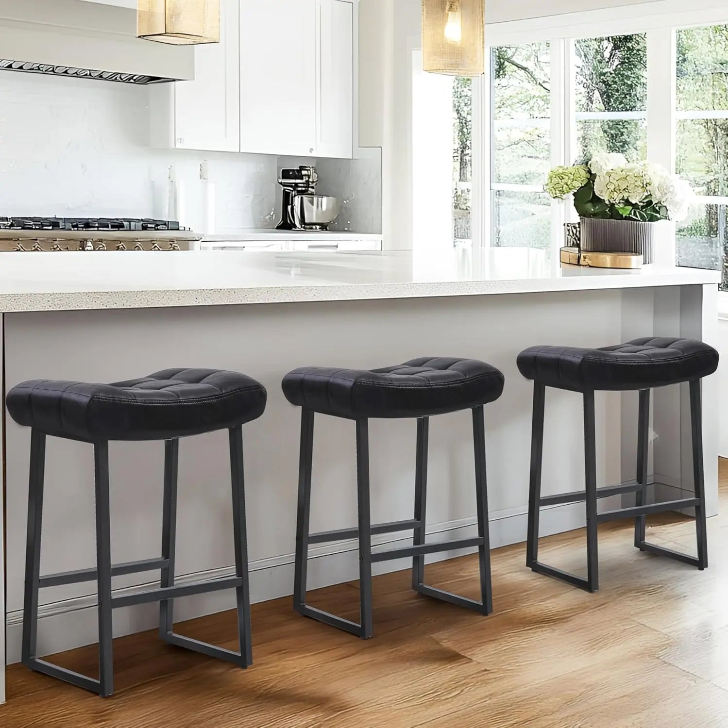3 Black Bar Counter Height Stools