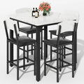 35.43" Counter Height Set Marble/4 Upholstered Bar Stools