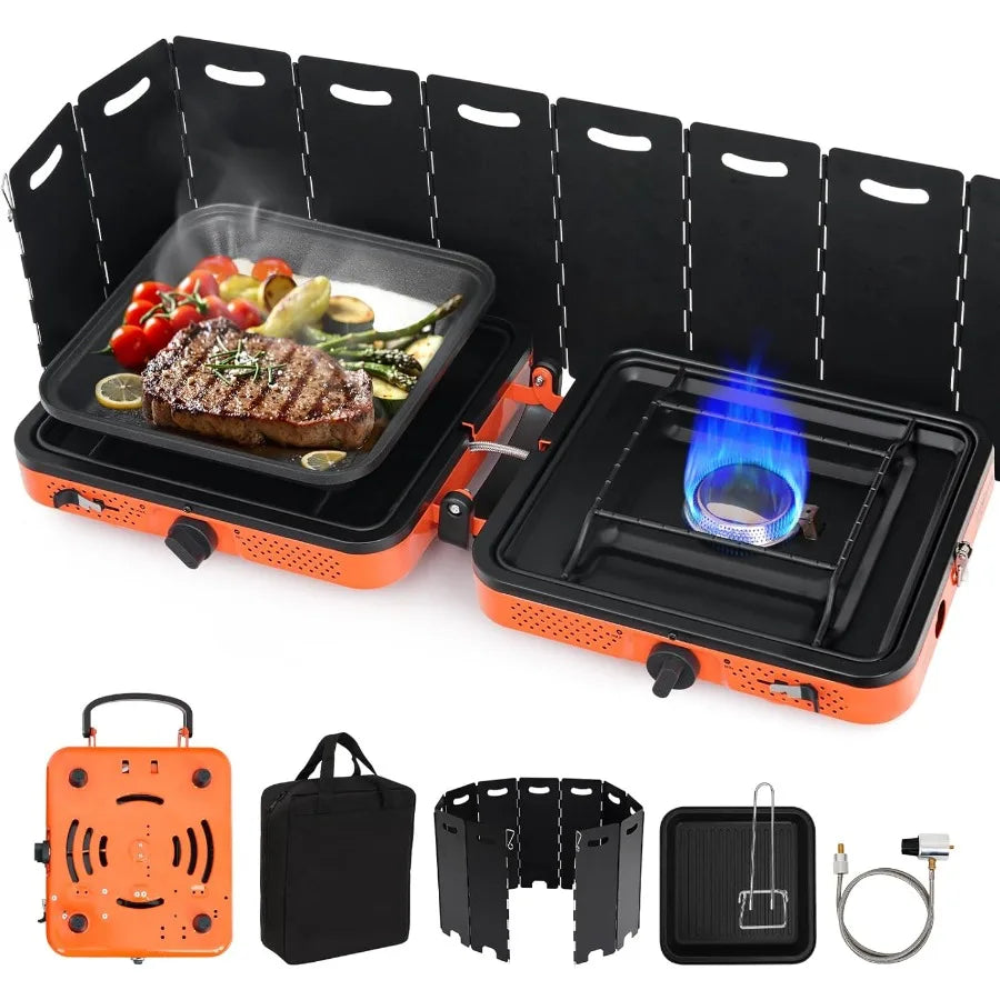 Portable Camping Stove 2 Burner Propane Foldable