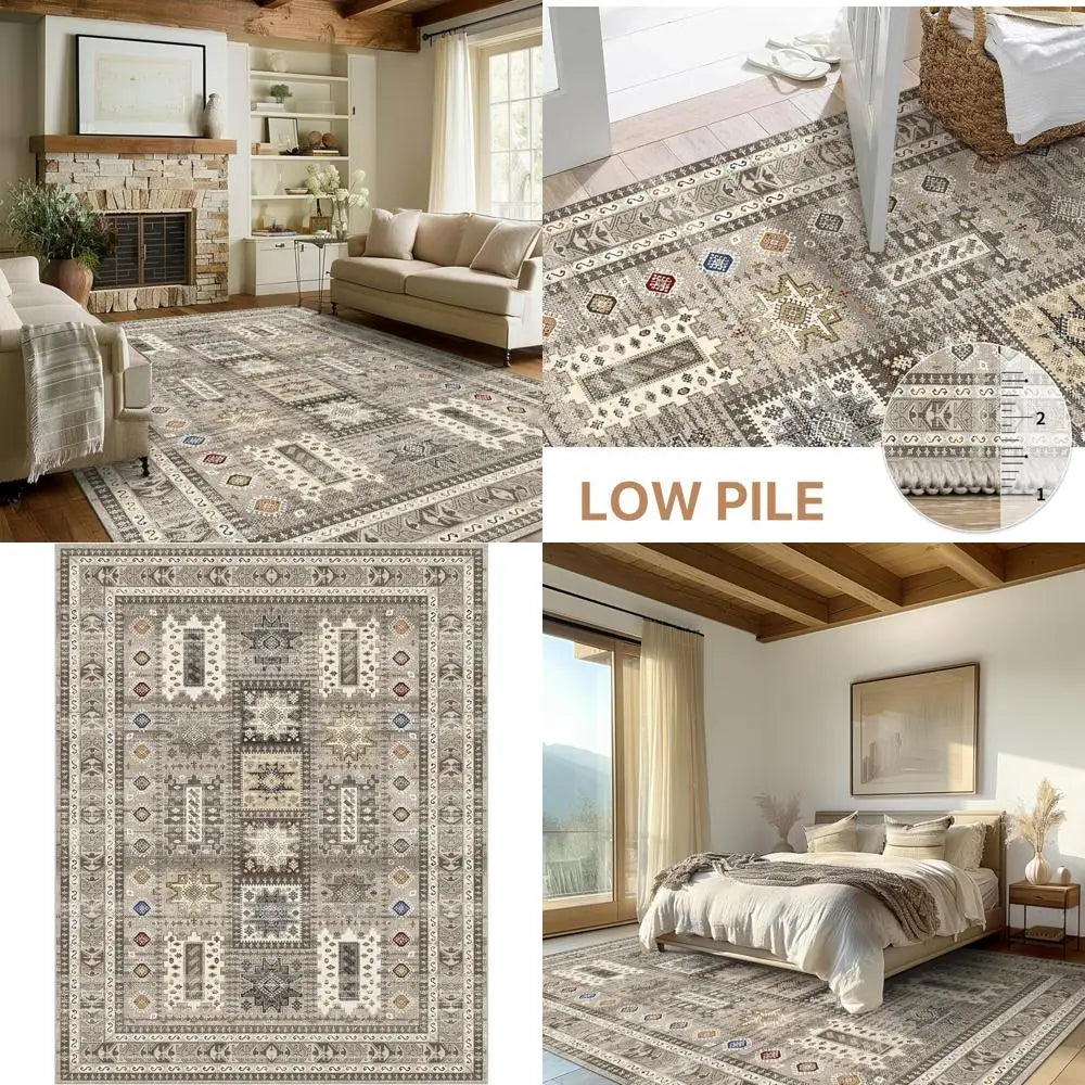 8x10 Vintage Distressed Brown Washable