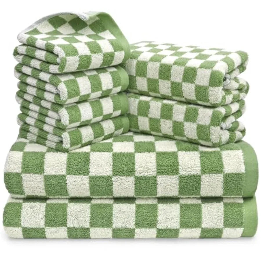 Towels Set of 8, Cute Checkered Towels