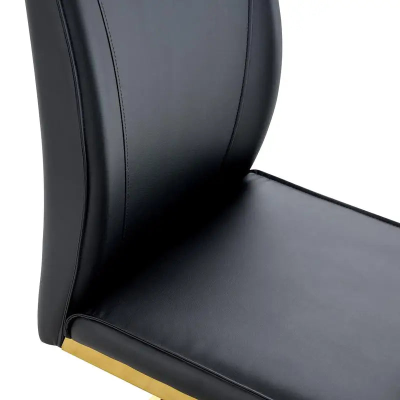 6 Black PU Leather Gold Metal Legs