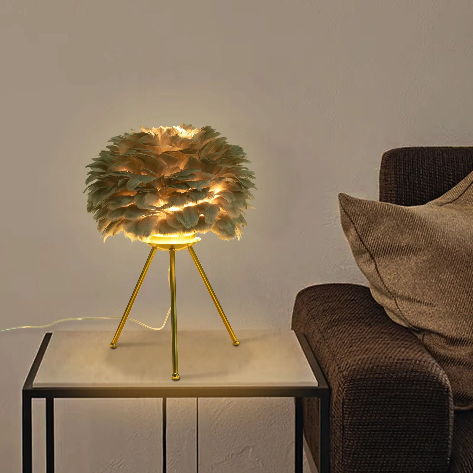Grey Feather Desk Lamp