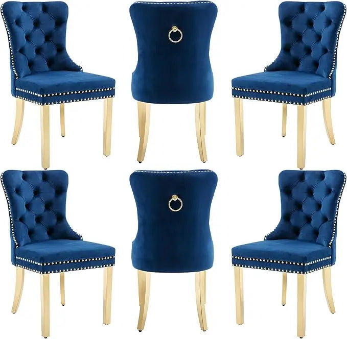 6 Velvet Wood Legs Pull Ring, Luxury