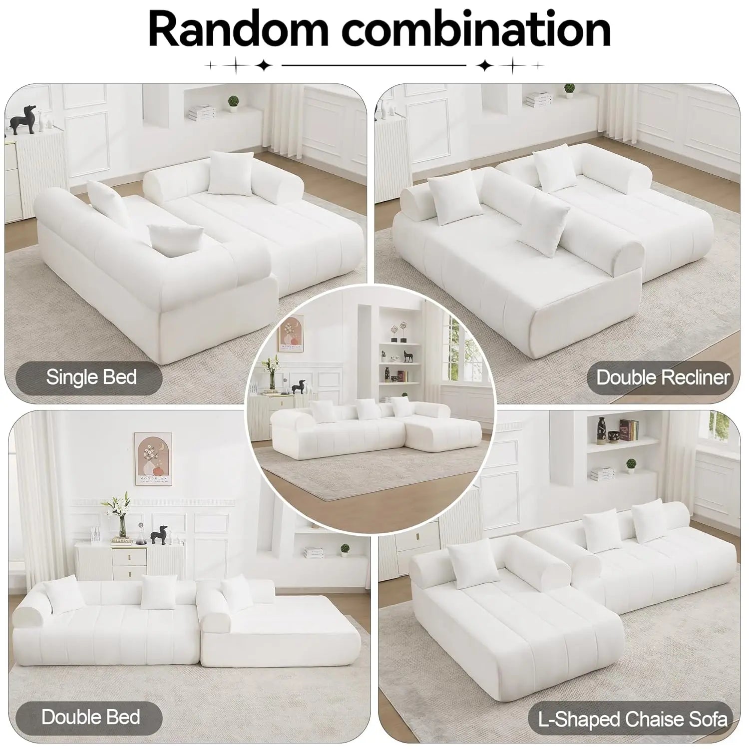 119'' Curved Boneless Sofa