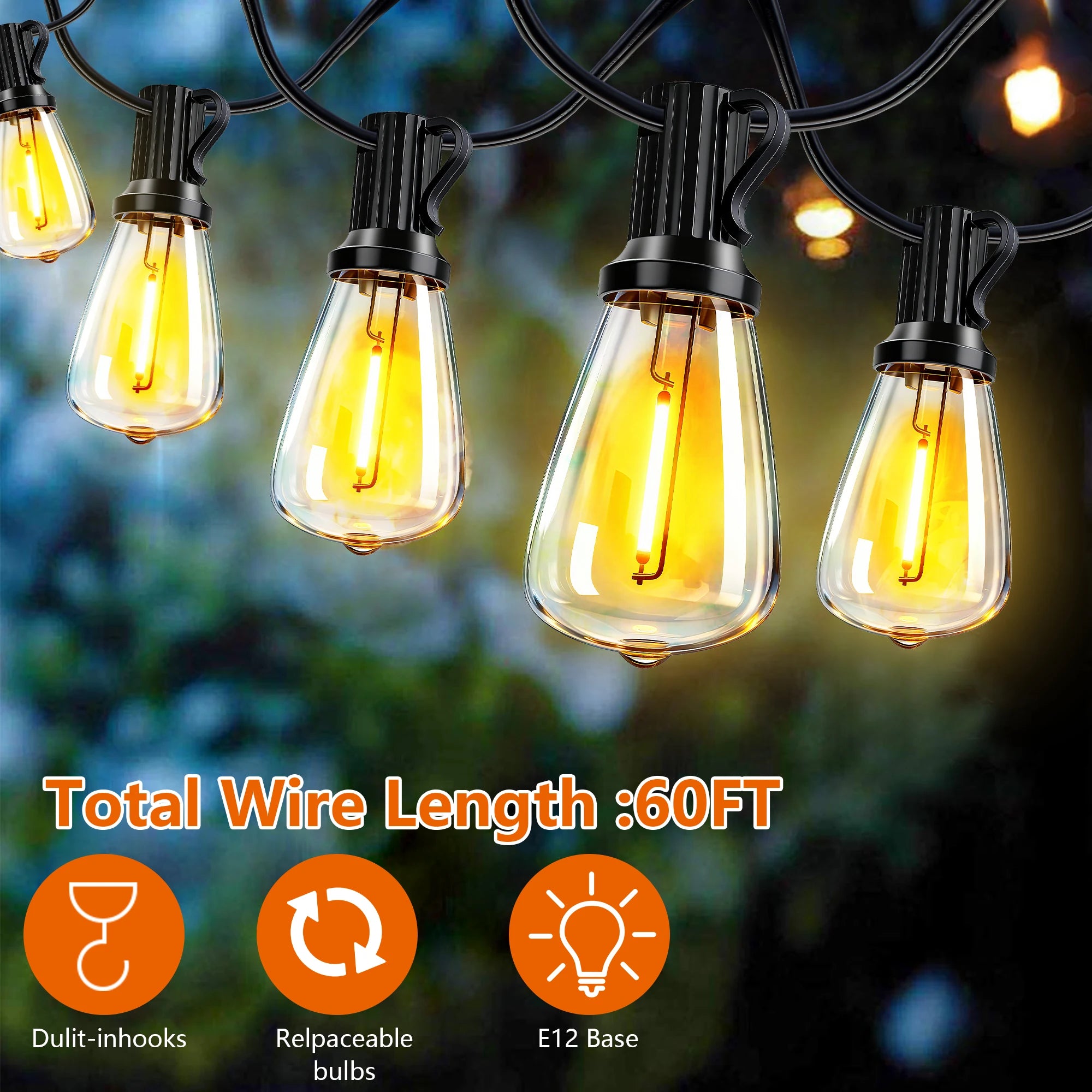 100FT Solar Waterproof String Lights