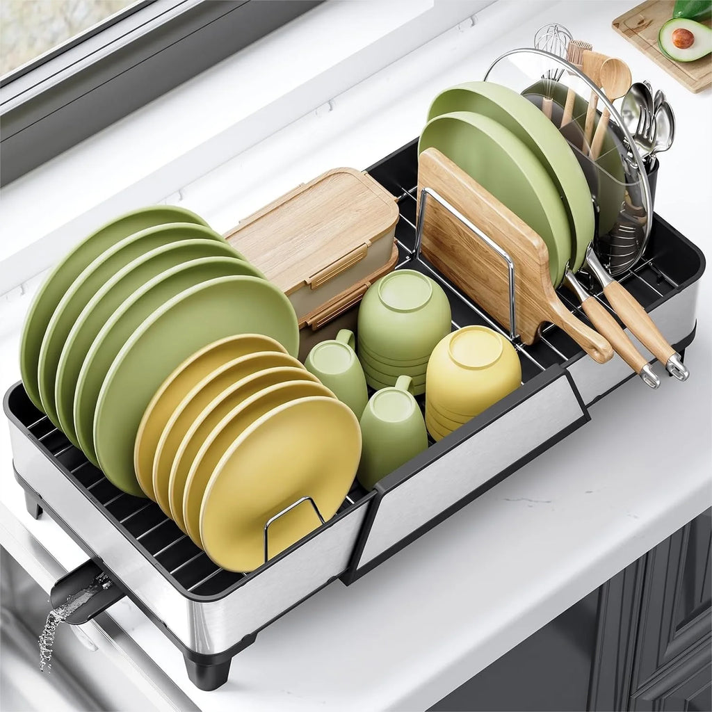 Large Dish Rack Triple Expandable Stainless