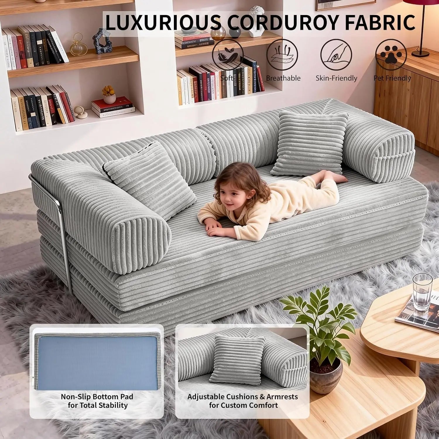 76.77 Inch Convertible Sofa Bed