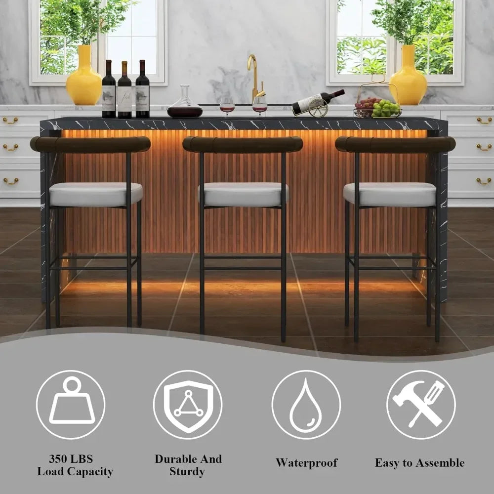 71" Large Faux Marble Island w/Led Light
