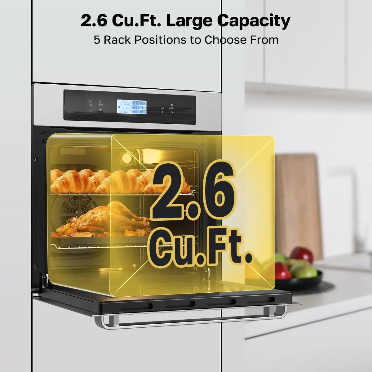 24 Inch Electric Wall Oven, 2.6 Cu.Ft, Convection