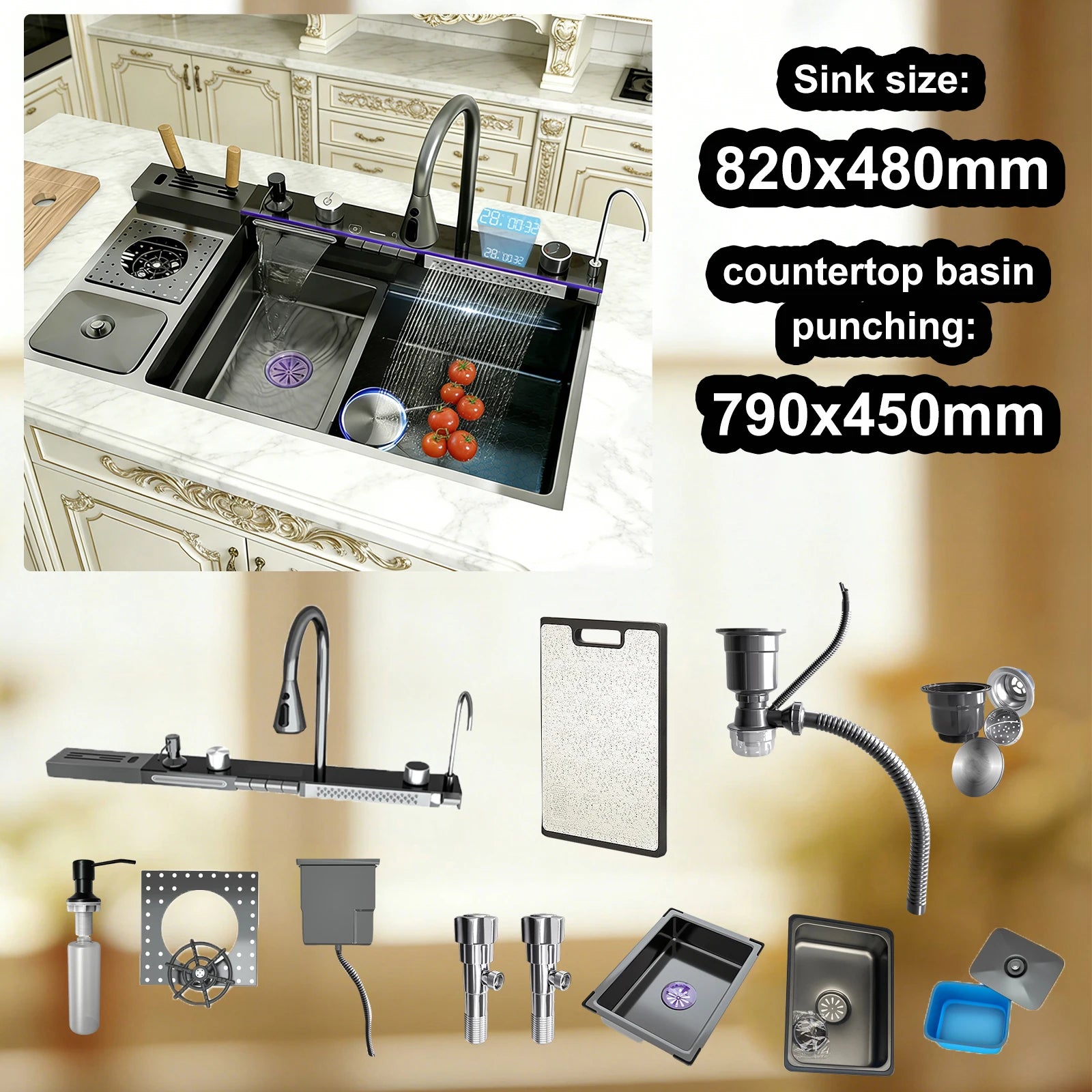 Stainless Sink Digital Display Waterfall